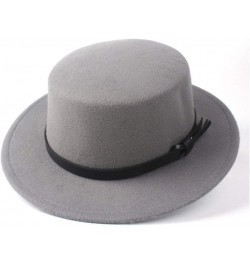 Classic Fedora Hat Men Women Fashion Winter Flat Top Hat Wide Brim Hat Panama Hat Wool Cap Fedora Hat Size 56-58CM (Color : R...