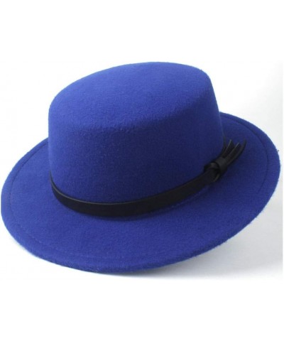 Classic Fedora Hat Men Women Fashion Winter Flat Top Hat Wide Brim Hat Panama Hat Wool Cap Fedora Hat Size 56-58CM (Color : R...