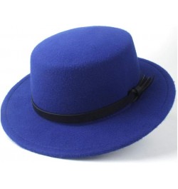 Classic Fedora Hat Men Women Fashion Winter Flat Top Hat Wide Brim Hat Panama Hat Wool Cap Fedora Hat Size 56-58CM (Color : R...