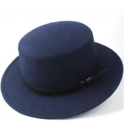 Classic Fedora Hat Men Women Fashion Winter Flat Top Hat Wide Brim Hat Panama Hat Wool Cap Fedora Hat Size 56-58CM (Color : R...