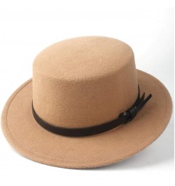 Classic Fedora Hat Men Women Fashion Winter Flat Top Hat Wide Brim Hat Panama Hat Wool Cap Fedora Hat Size 56-58CM (Color : R...