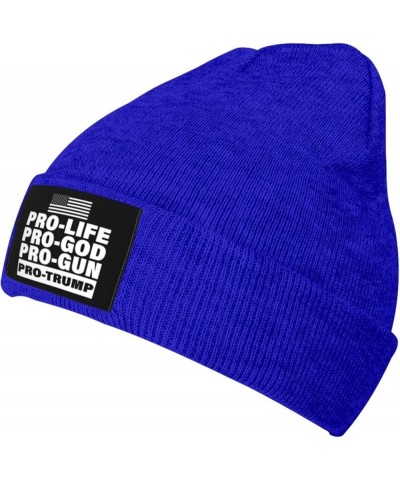 Pro Life Pro Gun Pro God Pro Trump Beanie Hat Men Winter Knit Hat Women Slouchy Skull Cap Sleep Cap Hedging Hat Black Blue $1...