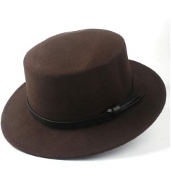 Classic Fedora Hat Men Women Fashion Winter Flat Top Hat Wide Brim Hat Panama Hat Wool Cap Fedora Hat Size 56-58CM (Color : R...