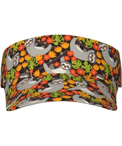 Sloth with Donuts1 Ladies Visor Hat Golf Visor Sport Sun Visor Hats for Women and Men Sloth on the Branch $8.39 Visors