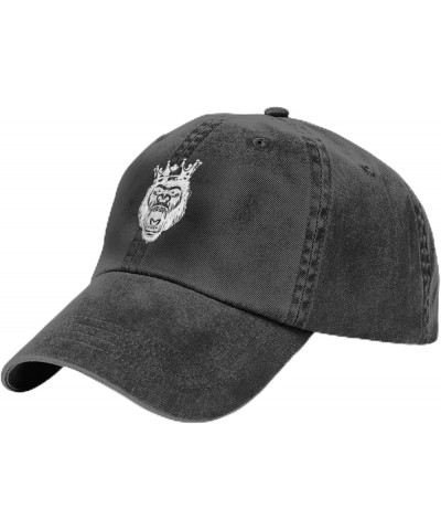 Gorilla Face Trucker Hat for Men Women Adjustable Washed Distressed Denim Hat Black Black $10.25 Baseball Caps