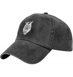 Gorilla Face Trucker Hat for Men Women Adjustable Washed Distressed Denim Hat Black Black $10.25 Baseball Caps