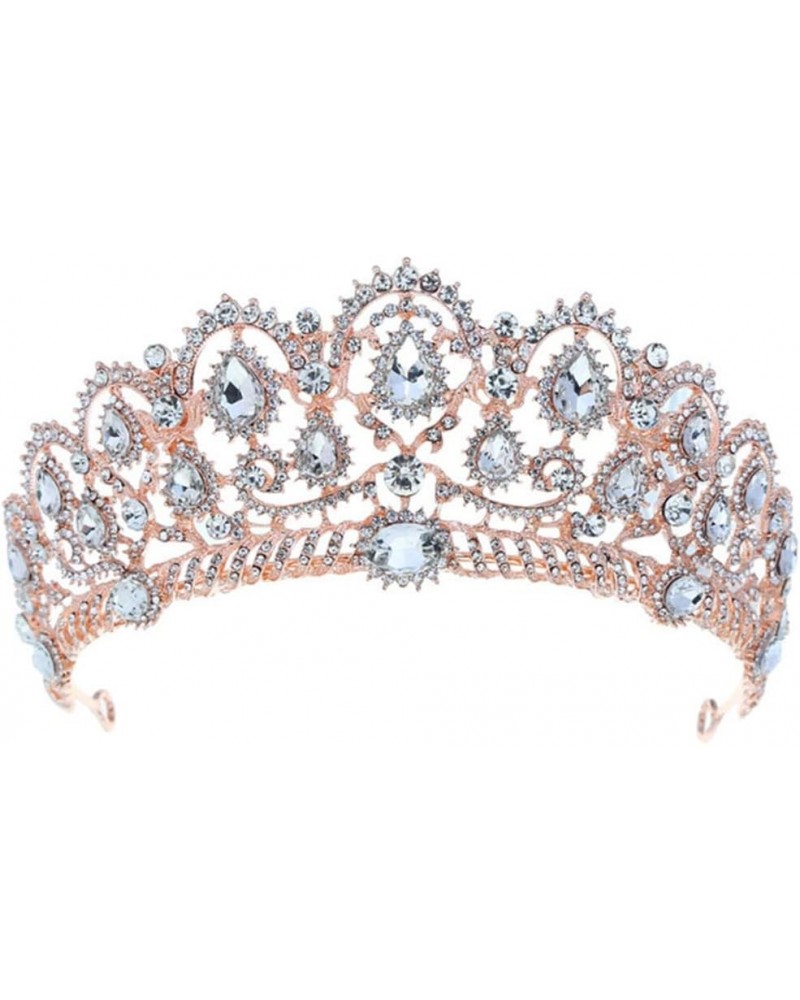 Vintage King Hair hairband Pearl Crystal Tiara Crown With Comb Headband Bridal Rhinestone Diadem Rose Gold No Comb $11.04 Hea...