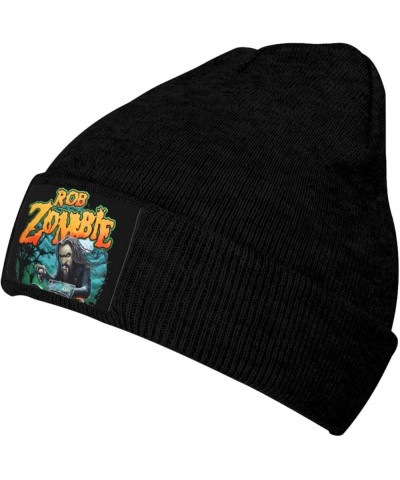 Rob Music and Zombie Beanie Hat Knit Cuffed Skull Cap Roll-up Warm Stocking Hats Unisex Thermal Hats Black Black $9.24 Skulli...