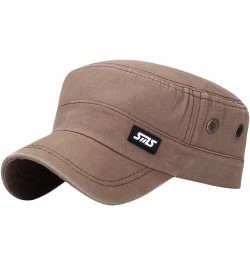 Mens Fashion Casual Cotton Flat Top Sunshade Washing Hat Hiking Hat Hat Old Man Hat for Men Brown-a $10.98 Sun Hats