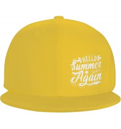 Hello Summer We Met Again Unisex Snapback Hat Classic Fashion Trucker Adjustable Brim Baseball Cap Yellow $9.78 Baseball Caps