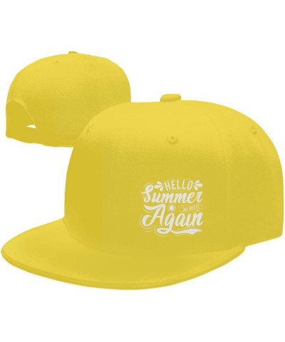 Hello Summer We Met Again Unisex Snapback Hat Classic Fashion Trucker Adjustable Brim Baseball Cap Yellow $9.78 Baseball Caps