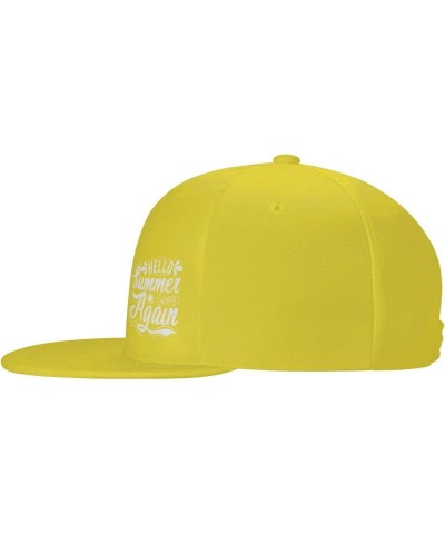 Hello Summer We Met Again Unisex Snapback Hat Classic Fashion Trucker Adjustable Brim Baseball Cap Yellow $9.78 Baseball Caps