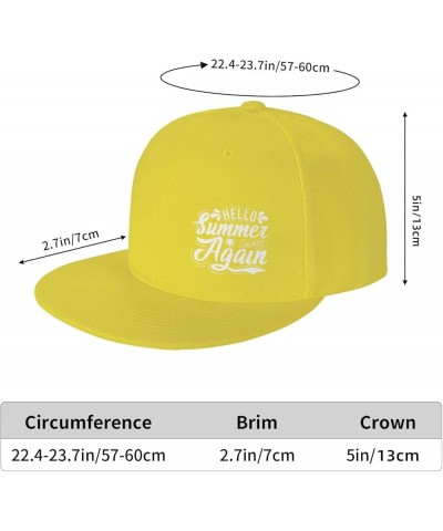 Hello Summer We Met Again Unisex Snapback Hat Classic Fashion Trucker Adjustable Brim Baseball Cap Yellow $9.78 Baseball Caps