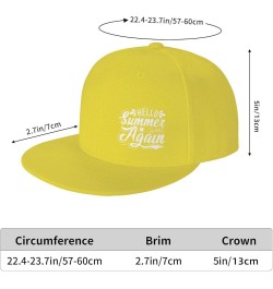 Hello Summer We Met Again Unisex Snapback Hat Classic Fashion Trucker Adjustable Brim Baseball Cap Yellow $9.78 Baseball Caps