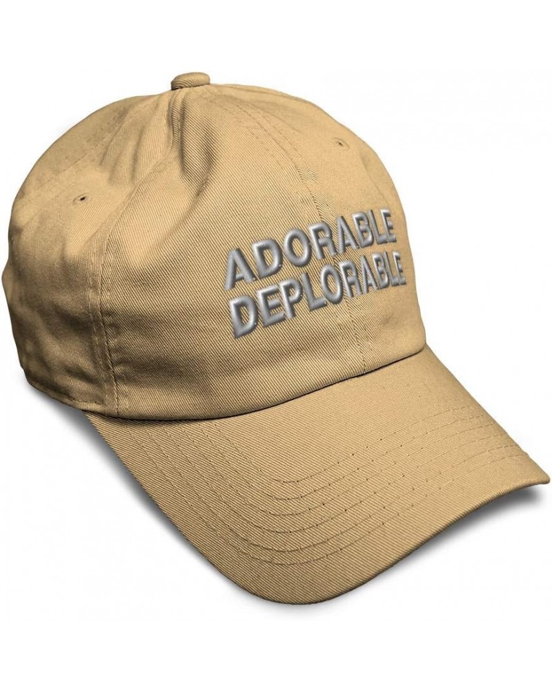 Custom Soft Baseball Cap Adorable Deplorable B Embroidery Funny Twill Cotton Dad Hats for Men & Women Khaki Design Only $16.2...