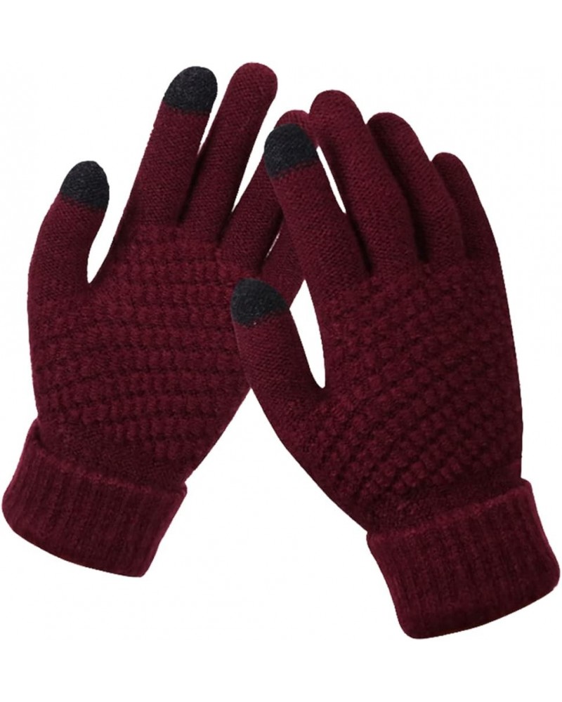 Womens Winter Gloves Touch screen Fingers Cashmere Windproof Running Gloves Warm Knit Lining Gloves for Cold weather B-h $8.4...