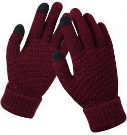 Womens Winter Gloves Touch screen Fingers Cashmere Windproof Running Gloves Warm Knit Lining Gloves for Cold weather B-h $8.4...