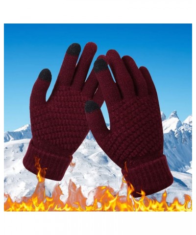 Womens Winter Gloves Touch screen Fingers Cashmere Windproof Running Gloves Warm Knit Lining Gloves for Cold weather B-h $8.4...