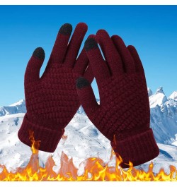 Womens Winter Gloves Touch screen Fingers Cashmere Windproof Running Gloves Warm Knit Lining Gloves for Cold weather B-h $8.4...