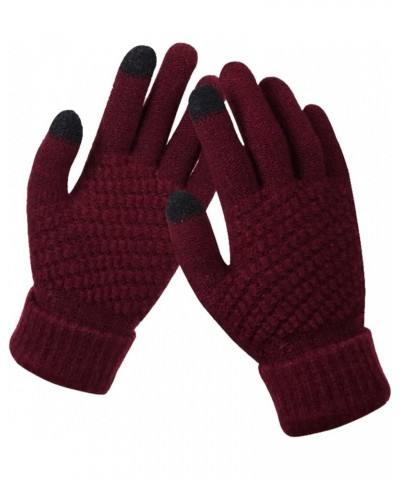 Womens Winter Gloves Touch screen Fingers Cashmere Windproof Running Gloves Warm Knit Lining Gloves for Cold weather B-h $8.4...