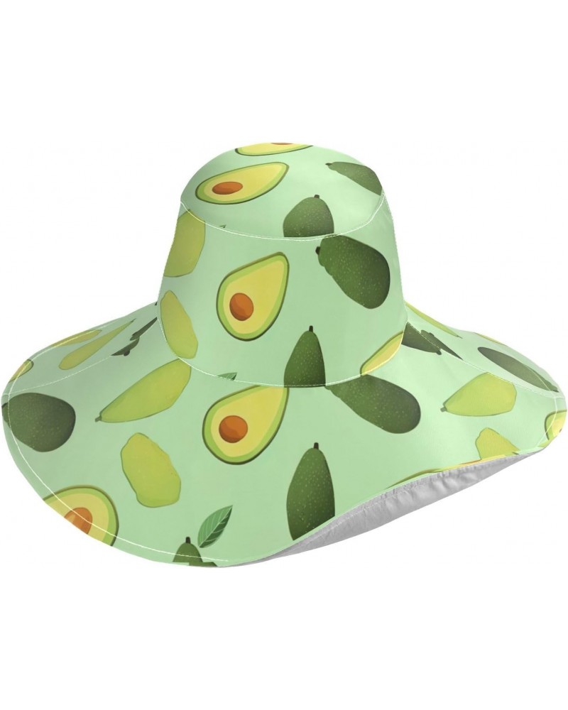 Women's Sun Hats Wide Brim Green Avocado Summer Beach Visor Hat UV UPF Foldable Trave $11.87 Sun Hats