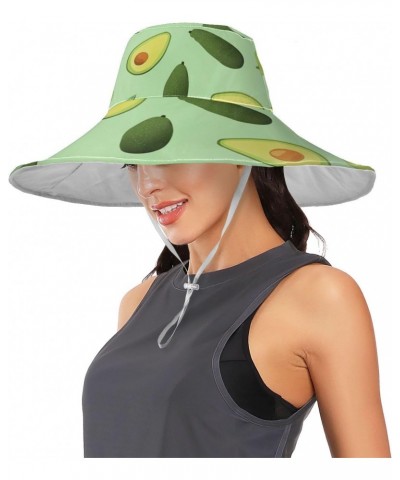 Women's Sun Hats Wide Brim Green Avocado Summer Beach Visor Hat UV UPF Foldable Trave $11.87 Sun Hats