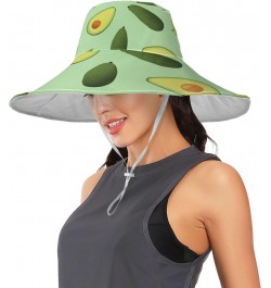 Women's Sun Hats Wide Brim Green Avocado Summer Beach Visor Hat UV UPF Foldable Trave $11.87 Sun Hats