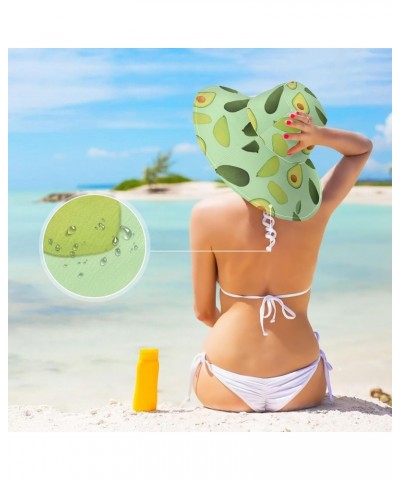 Women's Sun Hats Wide Brim Green Avocado Summer Beach Visor Hat UV UPF Foldable Trave $11.87 Sun Hats