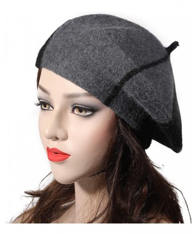 French Beret Hat Fashion Print Lightweight Winter Warm Artist Hat for Women Mix Black/Gray $10.78 Berets