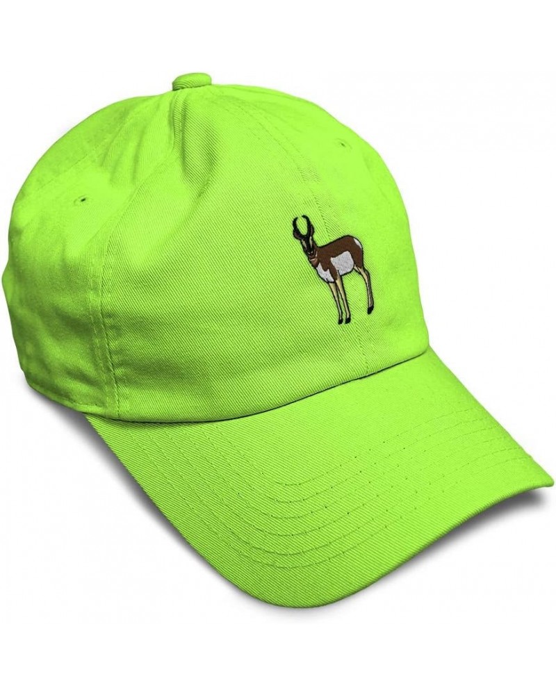 Soft Baseball Cap Pronghorn Embroidery Wild Animals Pronghorn Embroidery Cotton Dad Hats for Men & Women Lime Design Only $16...