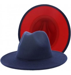 Mens Women Patchwork Wool Felt Floppy Jazz Fedora Hats Party Formal Hat Wide Brim Panama Trilby Cap Navy Blue Red $21.70 Fedoras