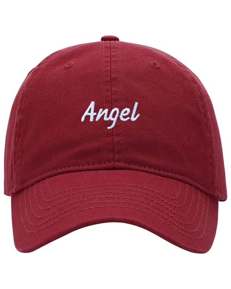 Baseball Cap Men Name Angel Gift Embroidered Washed Cotton Dad Hat Baseball Caps Red $13.00 Baseball Caps