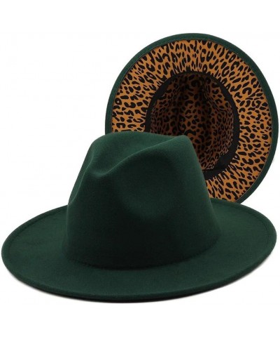 Leopard Wide Brim Fedora Woolen Felt Hat Women Men Trilby Jazz Church Hats Patchwork Panama Cap 06 $14.26 Fedoras