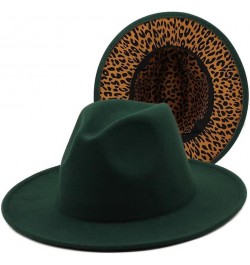 Leopard Wide Brim Fedora Woolen Felt Hat Women Men Trilby Jazz Church Hats Patchwork Panama Cap 06 $14.26 Fedoras