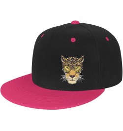 Tiger Head with Eyeglasses Snapback Hats for Men Women Hat Baseball Cap Flat Bill Visor White Hat Pink $10.14 Baseball Caps