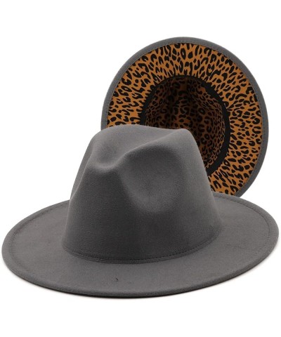 Leopard Wide Brim Fedora Woolen Felt Hat Women Men Trilby Jazz Church Hats Patchwork Panama Cap 06 $14.26 Fedoras