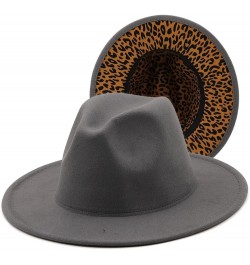 Leopard Wide Brim Fedora Woolen Felt Hat Women Men Trilby Jazz Church Hats Patchwork Panama Cap 06 $14.26 Fedoras