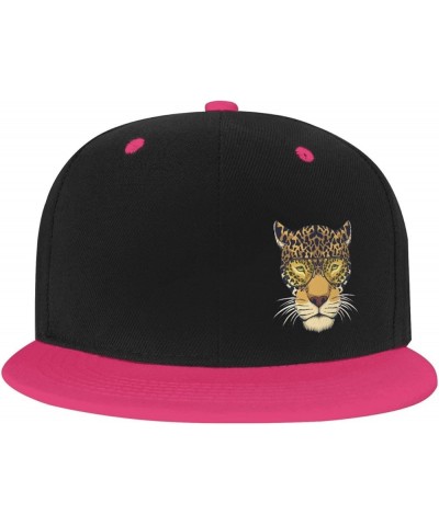 Tiger Head with Eyeglasses Snapback Hats for Men Women Hat Baseball Cap Flat Bill Visor White Hat Pink $10.14 Baseball Caps