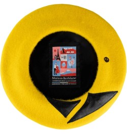 Women's Le Piquant Basque Beret, Authentic French Beret, Fine Felted Wool, Naturally Water Repellent Jaune $32.10 Berets