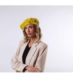 Women's Le Piquant Basque Beret, Authentic French Beret, Fine Felted Wool, Naturally Water Repellent Jaune $32.10 Berets