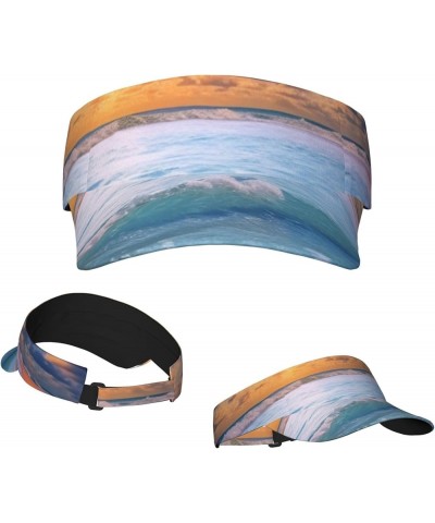 Sun Visor Hat Empty Top Sun Hat Adjustable Sunscreen Visor Cap Octagons Printed Baseball Caps Sports Sun Caps Ocean Dreamy $1...