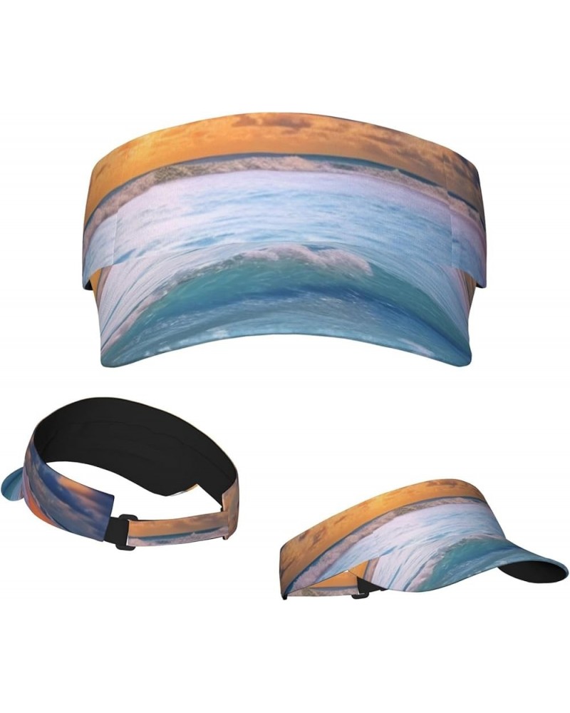 Sun Visor Hat Empty Top Sun Hat Adjustable Sunscreen Visor Cap Octagons Printed Baseball Caps Sports Sun Caps Ocean Dreamy $1...