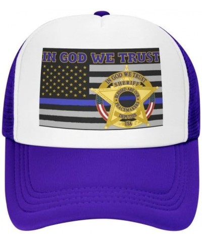 Sheriff Deputies in God We Trust1 Flag-Trucker Hats Denim Hats Cowboy Knit hat Baseball Caps Fisherman's hat Purple $16.47 Ba...