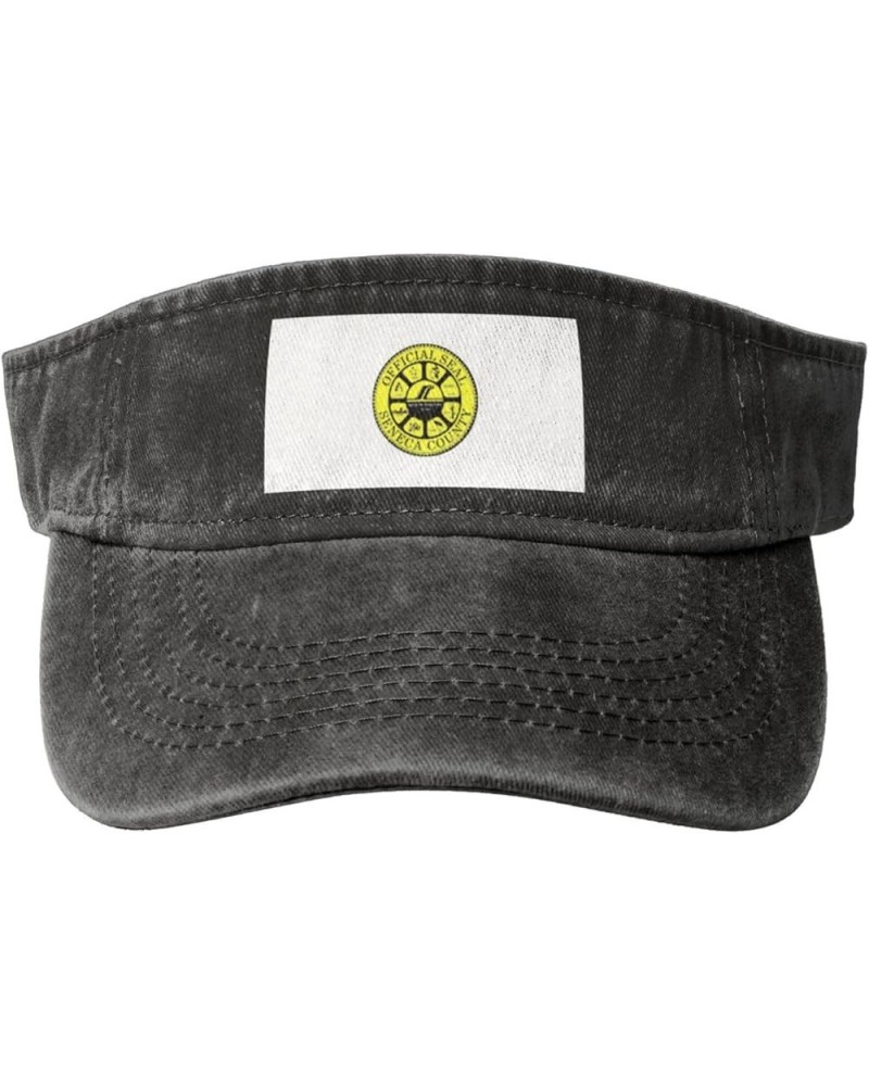 Seneca County Flag Sun Visor Hats for Women Men Adjustable Sports Sun Hats Cotton Golf Cap Black $14.57 Visors