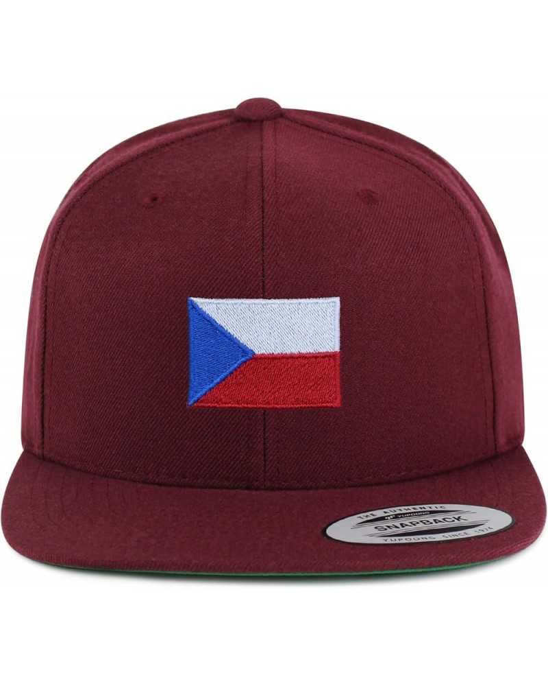 Czech Republic Flag Embroidered Yupoong Flat Bill 6 Panel Snapback Hat Country Flag Series Maroon $13.79 Baseball Caps