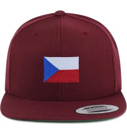 Czech Republic Flag Embroidered Yupoong Flat Bill 6 Panel Snapback Hat Country Flag Series Maroon $13.79 Baseball Caps