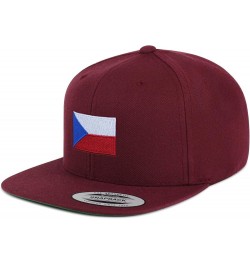 Czech Republic Flag Embroidered Yupoong Flat Bill 6 Panel Snapback Hat Country Flag Series Maroon $13.79 Baseball Caps