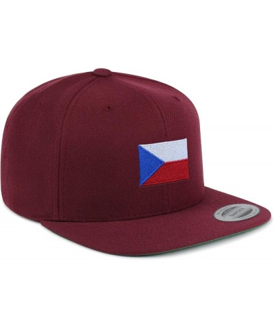 Czech Republic Flag Embroidered Yupoong Flat Bill 6 Panel Snapback Hat Country Flag Series Maroon $13.79 Baseball Caps