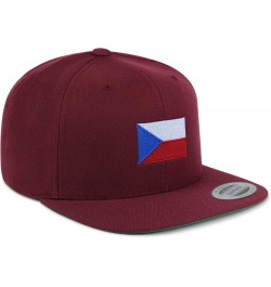 Czech Republic Flag Embroidered Yupoong Flat Bill 6 Panel Snapback Hat Country Flag Series Maroon $13.79 Baseball Caps