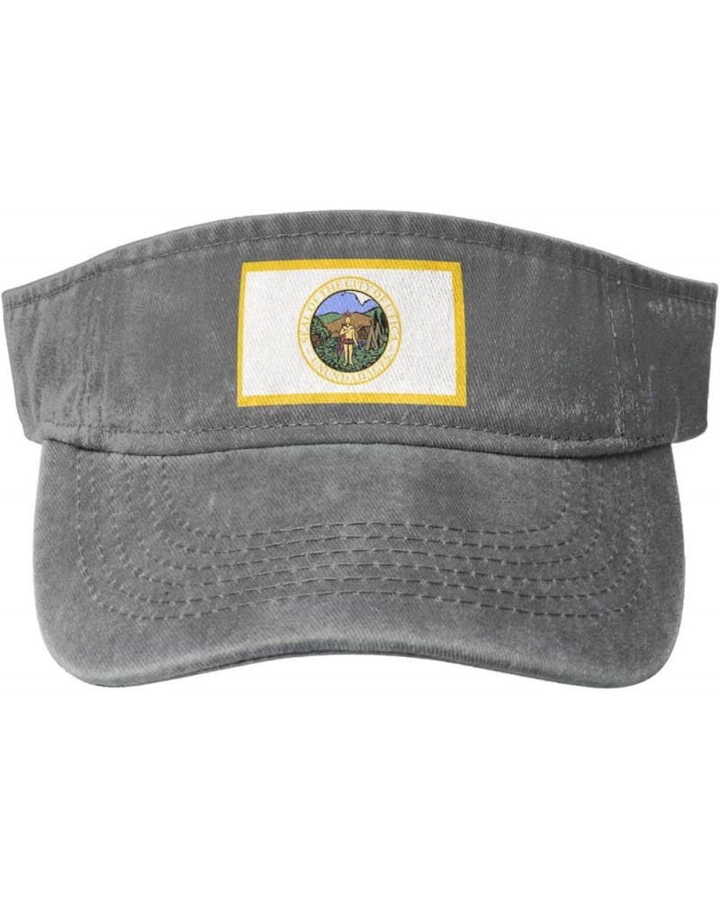 Flag of Utica New York Sun Hat Sun Visor Hats for Women Men Baseball Cap Golf Hats Gray $11.12 Visors